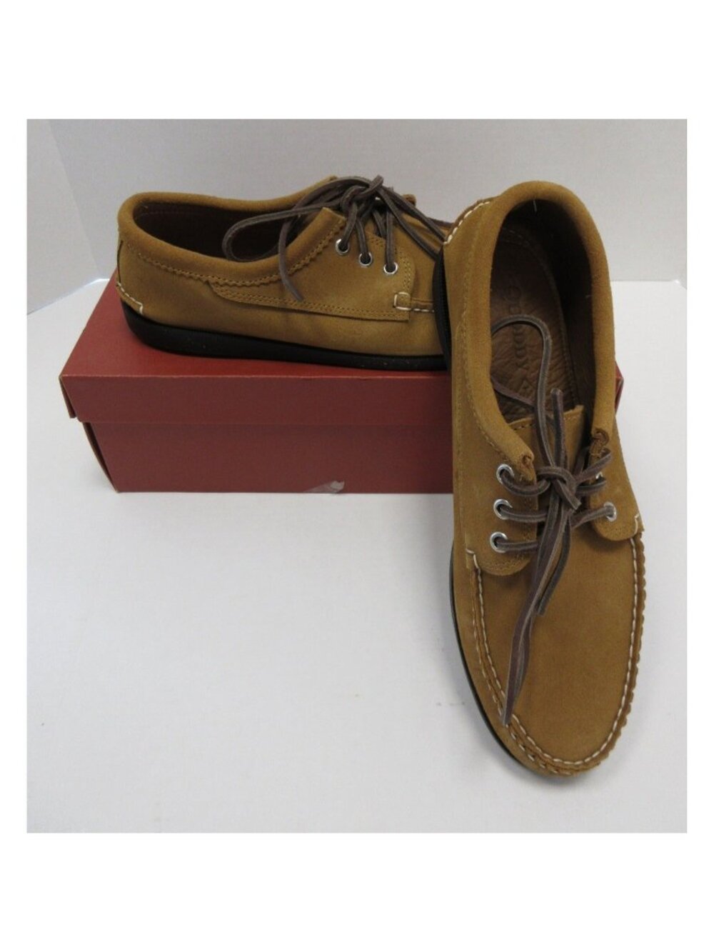 Quoddy Boat Shoes 11 Blucher Cowhide Suede Leather Camp Vibram NEW
